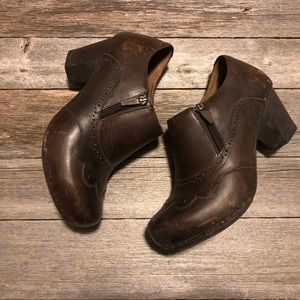 Dansko Brown Leather Mules with Zipper